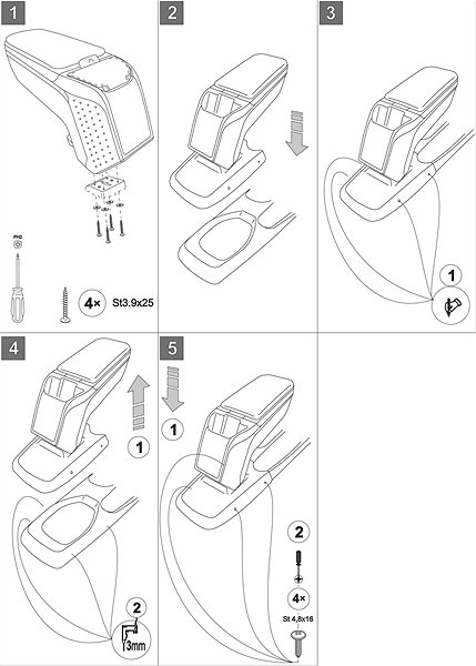 Armrest RATI Armster 2 with adapter, black, Nissan Juke, 2019- , .