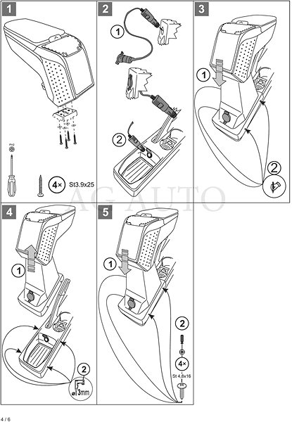 Armrest RATI Armster 2 with adapter, black, Renault Captur, 2017-2019, +12V .
