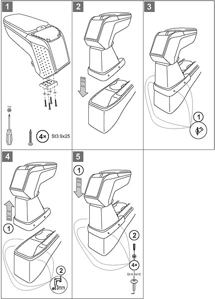 Armrest RATI Armster 2 with adapter, black, Renault Captur, 2019- , .