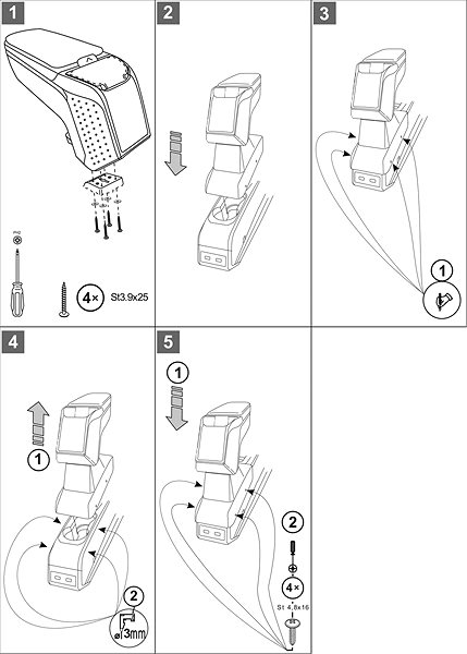 Armrest RATI Armster 2 with adapter, black, Renault Zoe, 2020- , .