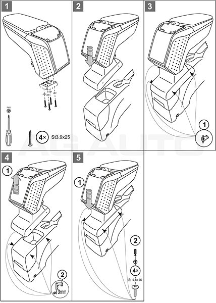 Armrest RATI Armster 2 with adapter, black, Suzuki Swift, 2010-2017 .