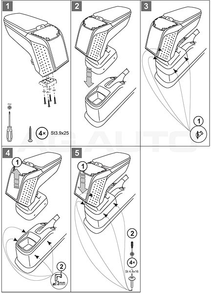 Armrest RATI Armster 2 with adapter, black, Suzuki SX4, 2006-2014 .