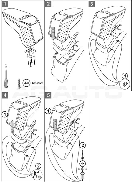 Armrest RATI Armster 2 with adapter, black, Suzuki Vitara, 2015- , .