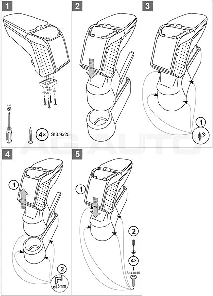 Armrest RATI Armster 2 with adapter, black, Škoda Citigo, 2012- , .