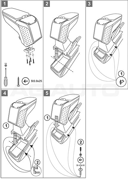 Armrest RATI Armster 2 with adapter, black, Škoda Fabia III, 2014-2021 .