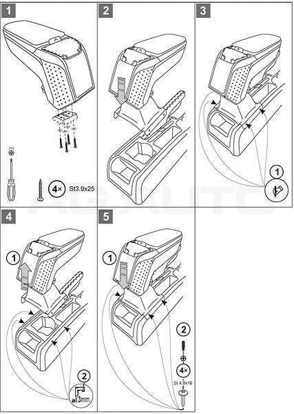 Armrest RATI Armster 2 with adapter, black, Skoda Octavia II, 2004-2013 .