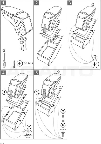 Armrest RATI Armster 2 with adapter, black, Skoda Octavia III, 2013-2020 .
