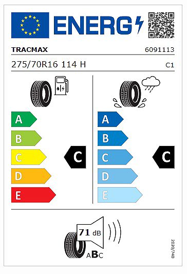 Letná pneumatika Tracmax X-privilo H/T 275/70 R16 114 H Energetický štítok