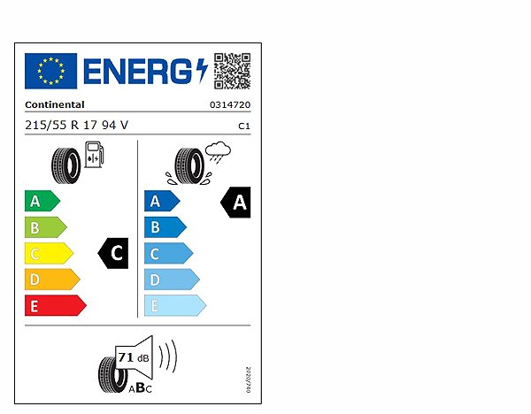 Letní pneumatika Continental ContiPremiumContact 5 CS 215/55 R17 XL SL 94 V Energetický štítek