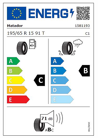 Letní pneumatika Matador Hectorra 5 195/65 R15 91 T Energetický štítek