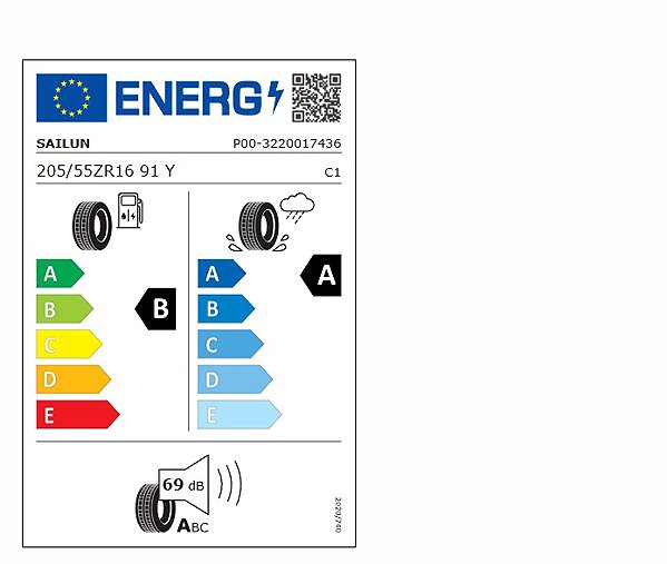 Letná pneumatika Sailun Atrezzo ZSR 2 205/55 R16 91 Y Energetický štítok