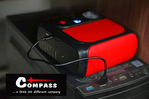 Power Bank Compass Accu Compressor + Jump Starter with power bank 8000 mAh, 500 A ...