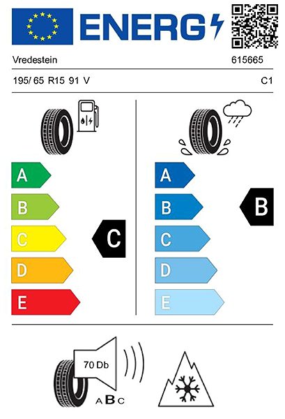 Celoroční pneumatika Vredestein Quatrac 195/65 R15 91V Energetický štítek