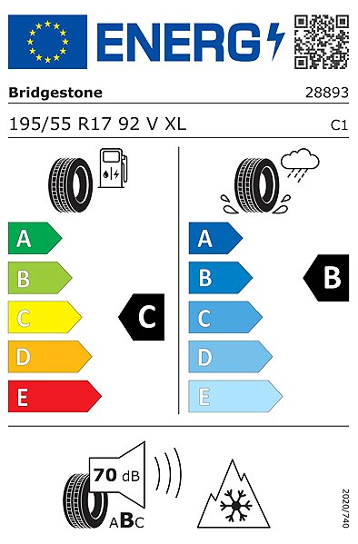 Zimní pneumatika Bridgestone Blizzak 6 195/55 R17 92V XL Zimní Energetický štítek
