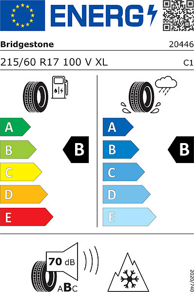 Zimní pneumatika Bridgestone Blizzak 6 215/60 R17 100V XL Zimní Energetický štítek