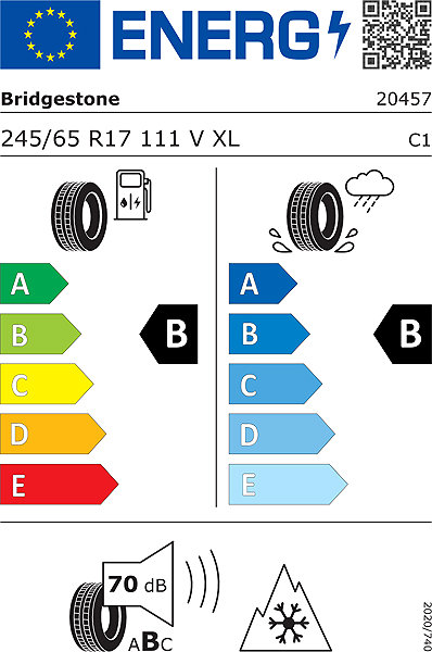 Zimní pneumatika Bridgestone Blizzak 6 245/65 R17 111V XL Zimní Energetický štítek