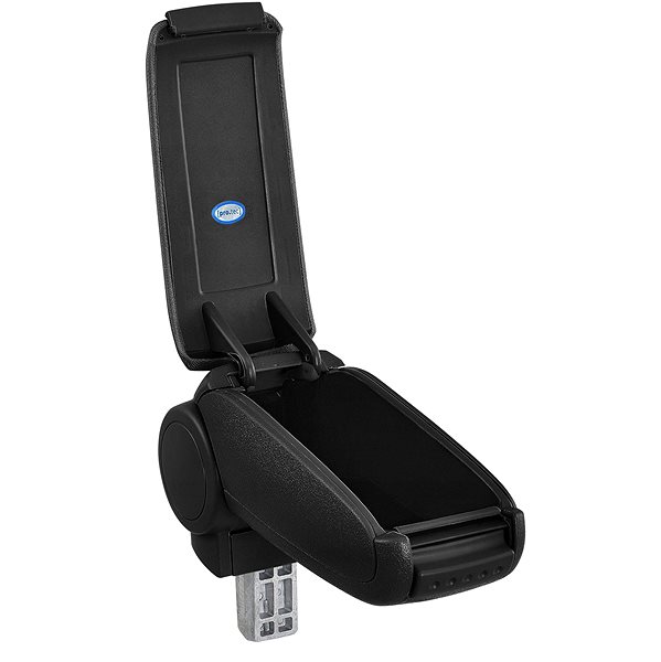 Armrest PROTEC Armrest, Renault Clio 4, synthetic leather, black, white stitching 2012 - 2019 .