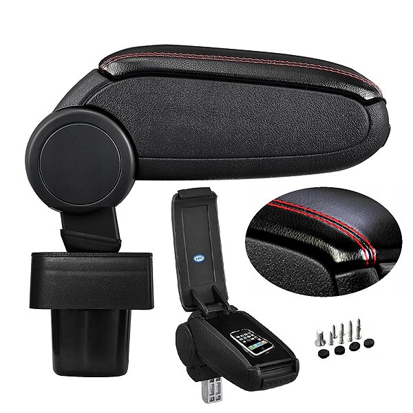 Armrest PROTEC Armrest, Suzuki Swift, synthetic leather, black, red stitching 2005 - 2010 Type MZ/EZ .