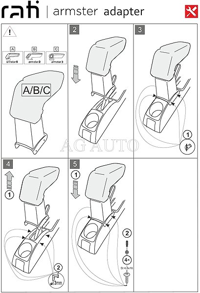Armrest RATI Armster 2 with adapter, black, Dacia Logan, 2004-2016 .