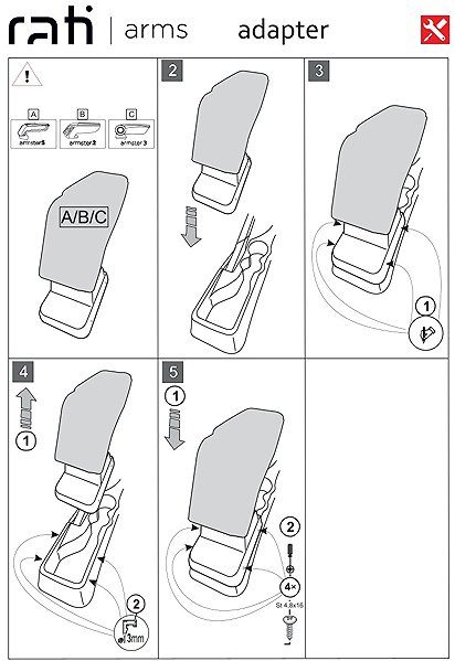 Armrest RATI Armster 2 with adapter, black, Fiat 600, 2023- , .