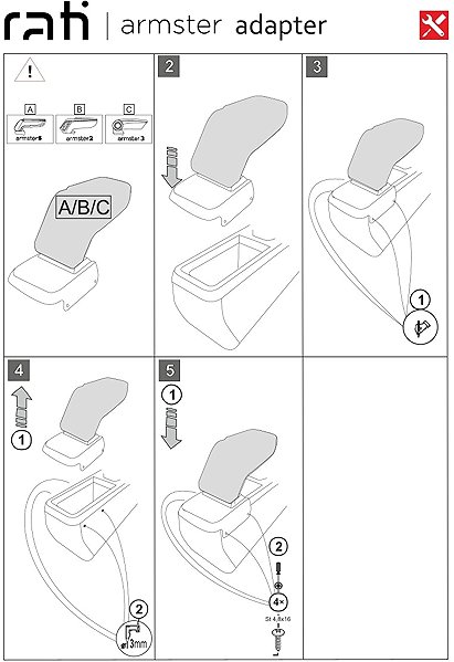 Armrest RATI Armster 2 with adapter, black, Renault Megane E-Tech, 2022- , .