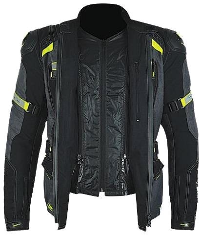 Motorkárska bunda MAXX – NF 2210 Textilná bunda dlhá čierno-sivo-zelený reflex XS ...