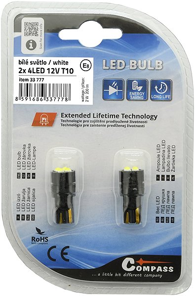 LED autóizzó Compass LED izzó, 4LED 3030, 12 V, T10, fehér, 2 db ...