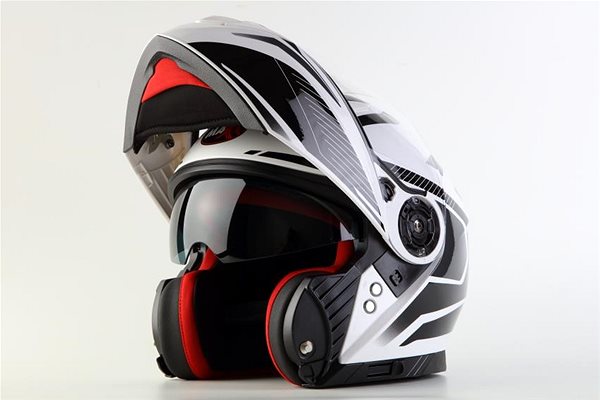 Helma na motorku MAXX - FF 950 S vyklápěcím integrálem bílo-černá XS ...