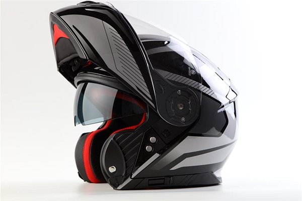 Helma na motorku MAXX - FF 950 S vyklápěcím integrálem černo-stříbrná XL ...