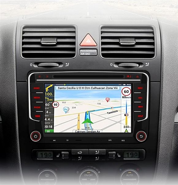 Autorádio Junsun Autorádio Pro VW Škoda Seat s GPS Navigací, Mapy, Logo Rádio Volkswagen Passat, Golf, Octavia ...