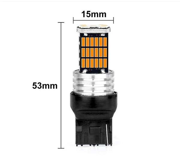 LED autožárovka Rabel W21W WY21W 45 led 4014 CANBUS T15 ORANŽOVÁ ...