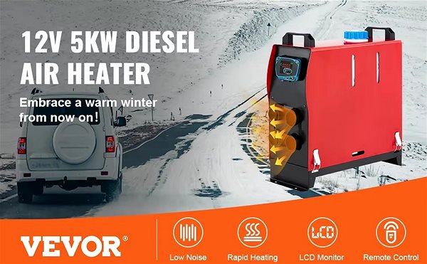 Nezávislé topení do auta Vevor Nezávislé topení 5 kW/12 V, 4 výdechy ...
