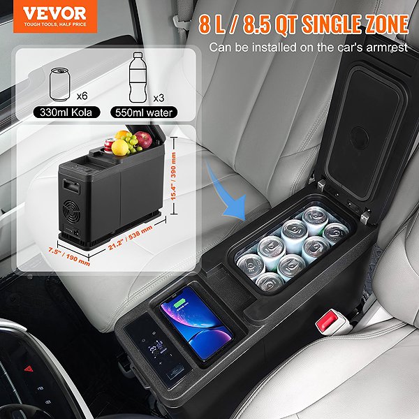 Vevor Compressor Car Cooler with Armrest 8L .