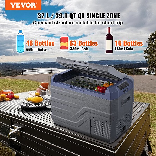 Vevor Compressor Car Cooler with 37L Freezer.