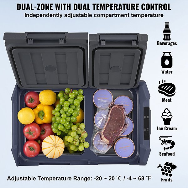 Vevor Compressor Dual Zone Car Cooler with Freezer 32L.