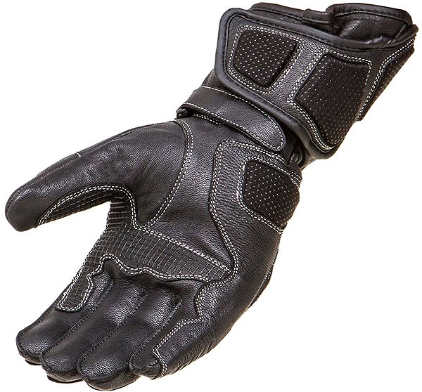 Wolf Hawk Black Leather Motorcycle Gloves L.