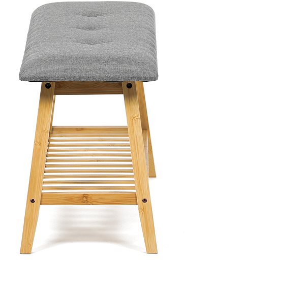 Shoe Rack Shoe rack / bench, shelf, solid bamboo, natural shade, grey fabric N1012 ...