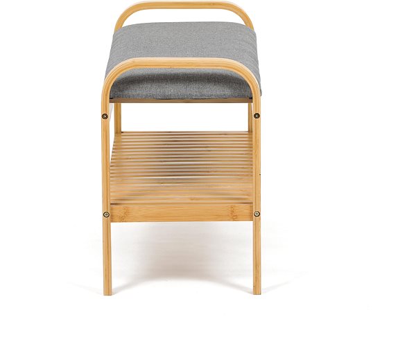 Shoe Rack Shoe rack / stool, shelf, solid bamboo, natural shade, grey fabric N1016 ...