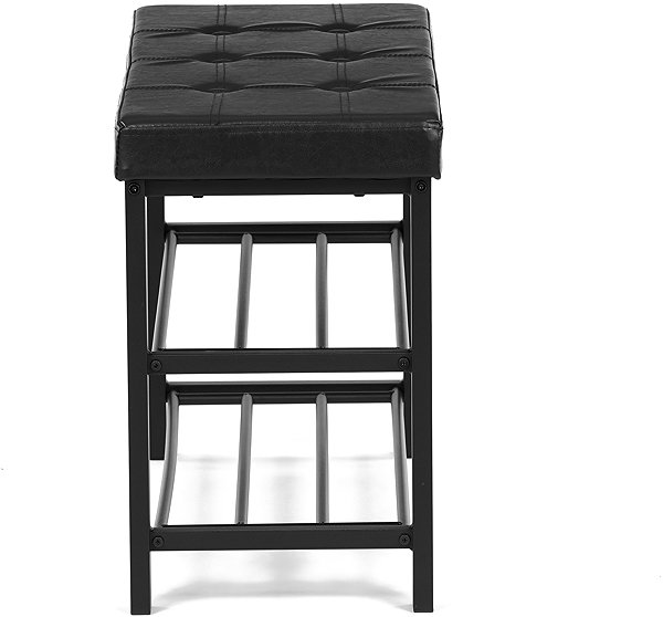 Shoe Rack Shoe rack 2 shelves, upholstery black eco-leather, metal - black matt lacquer ...