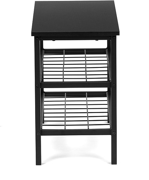 Shoe Rack Shoe rack 2 shelves, without cover, metal, MDF - black matt lacquer ...