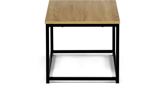 Kisasztal Lerakóasztal, MDF, vadtölgy hatású, fekete fém, 90×48×41 cm ...