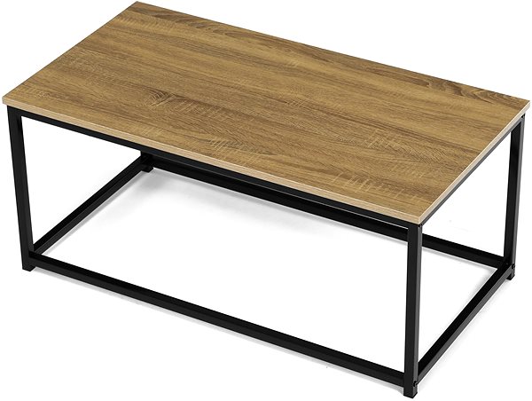 Kisasztal Lerakóasztal, MDF, vadtölgy hatású, fekete fém, 90×48×41 cm ...