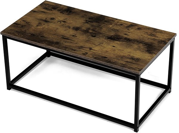 Kisasztal Lerakóasztal, MDF, antik fa hatású, fekete fém, 90×48×41 cm ...