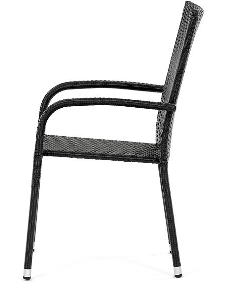Kerti szék Autronic kerti szék Sano, fekete műrattan, fém, egymásba rakható ...