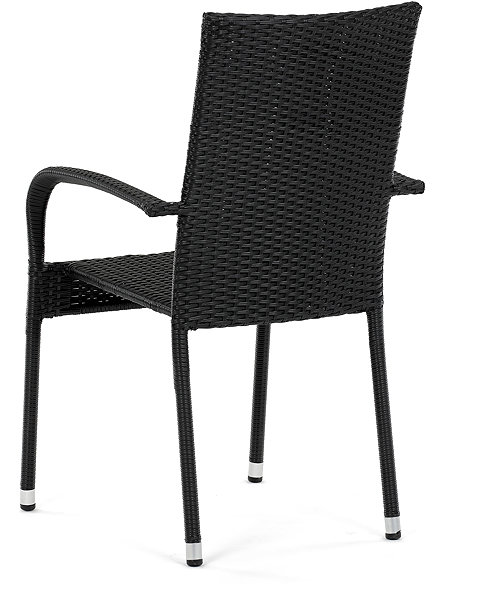 Kerti szék Autronic kerti szék Sano, fekete műrattan, fém, egymásba rakható ...