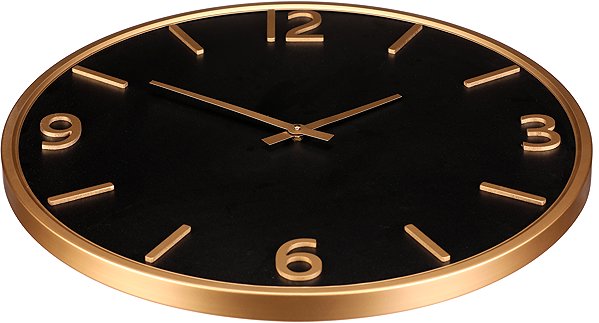 Wall Clock Wall clock 60 cm, melamine and metal frame, black-gold ...