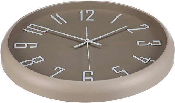 Wall Clock Wall clock 41 cm, plastic, white numbers, brown ...