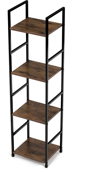 Shelving Unit Shelf, 4 shelves, decor old wood, MDF, black lacquer ...
