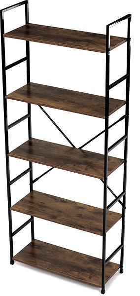 Shelving Unit Shelf, 5 shelves, decor old wood, MDF, black lacquer ...