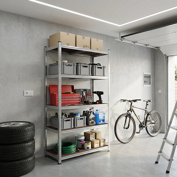 Shelving Unit Storix shelf 180 × 90 × 40 cm, 5 shelves, galvanised steel ...